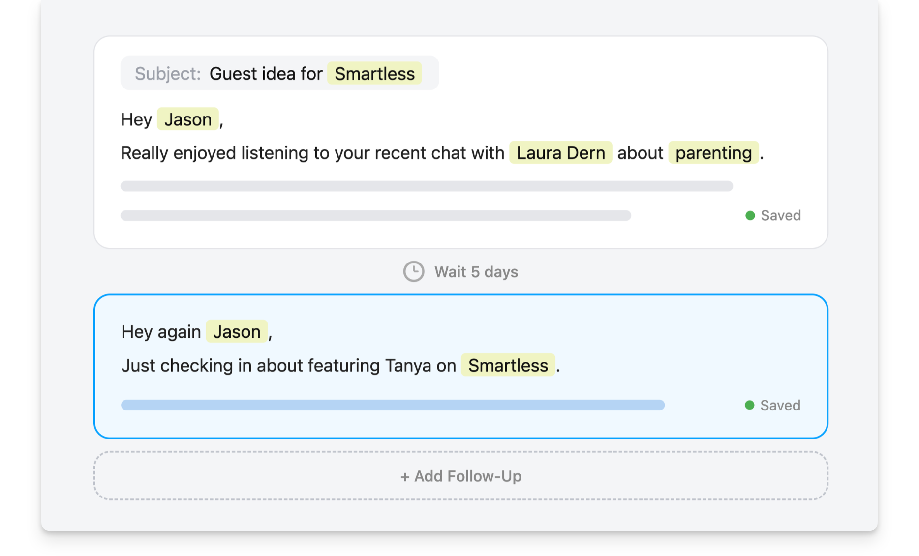 Rephonic automated outreach sequences