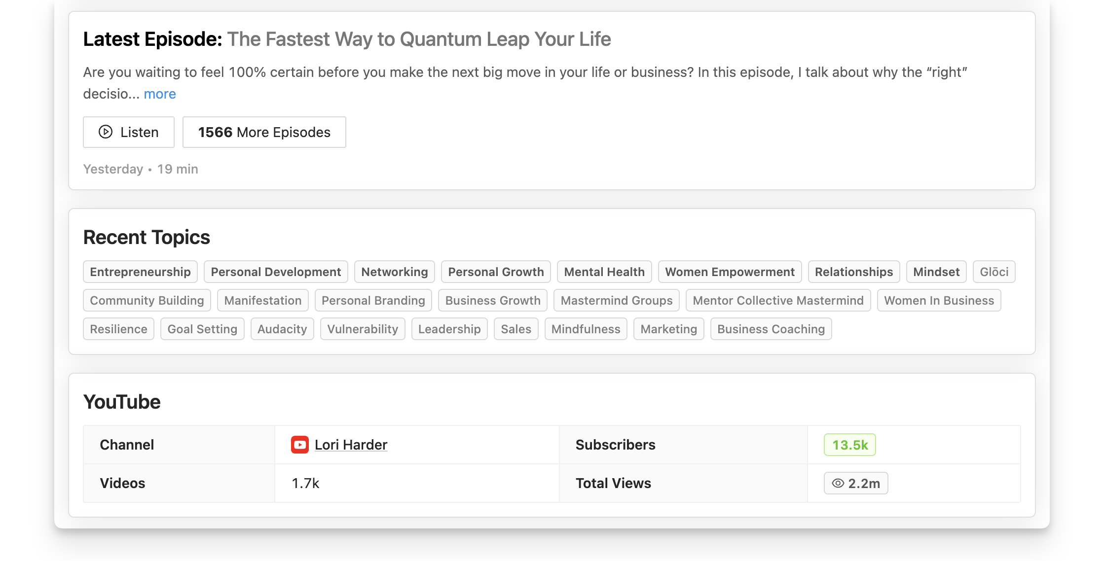 Podcast audience stats on Rephonic