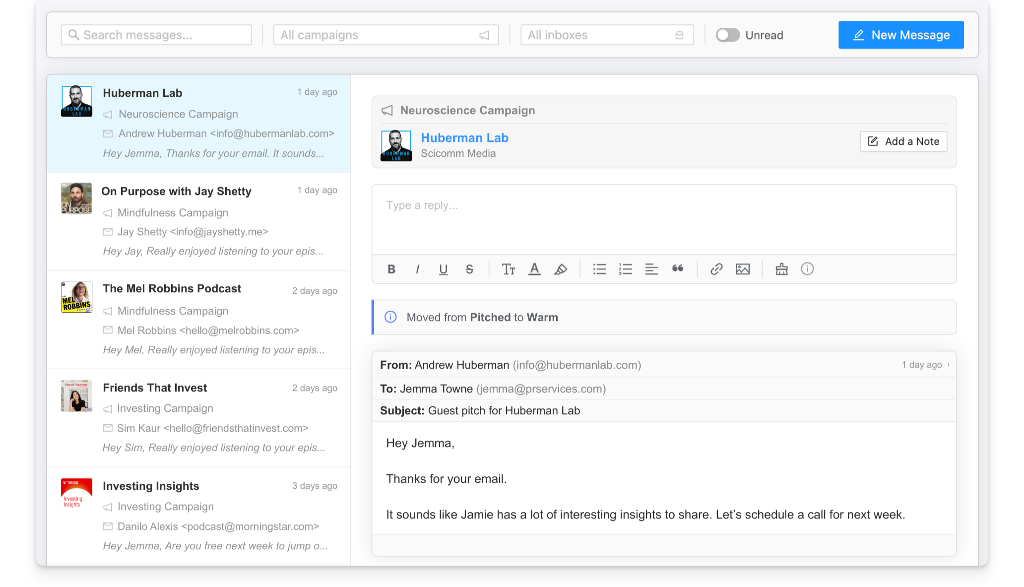 Rephonic messaging feature