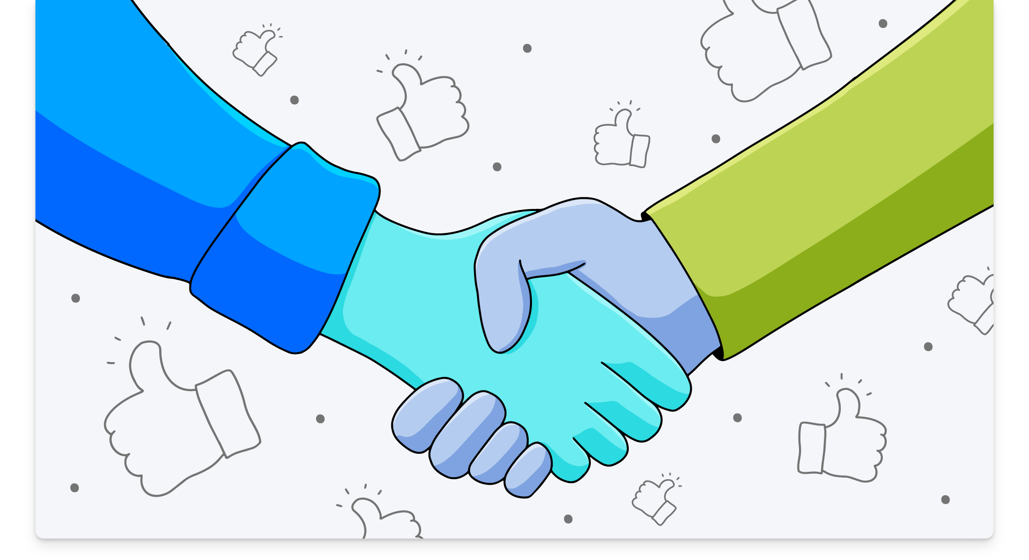Podcasters shaking hands