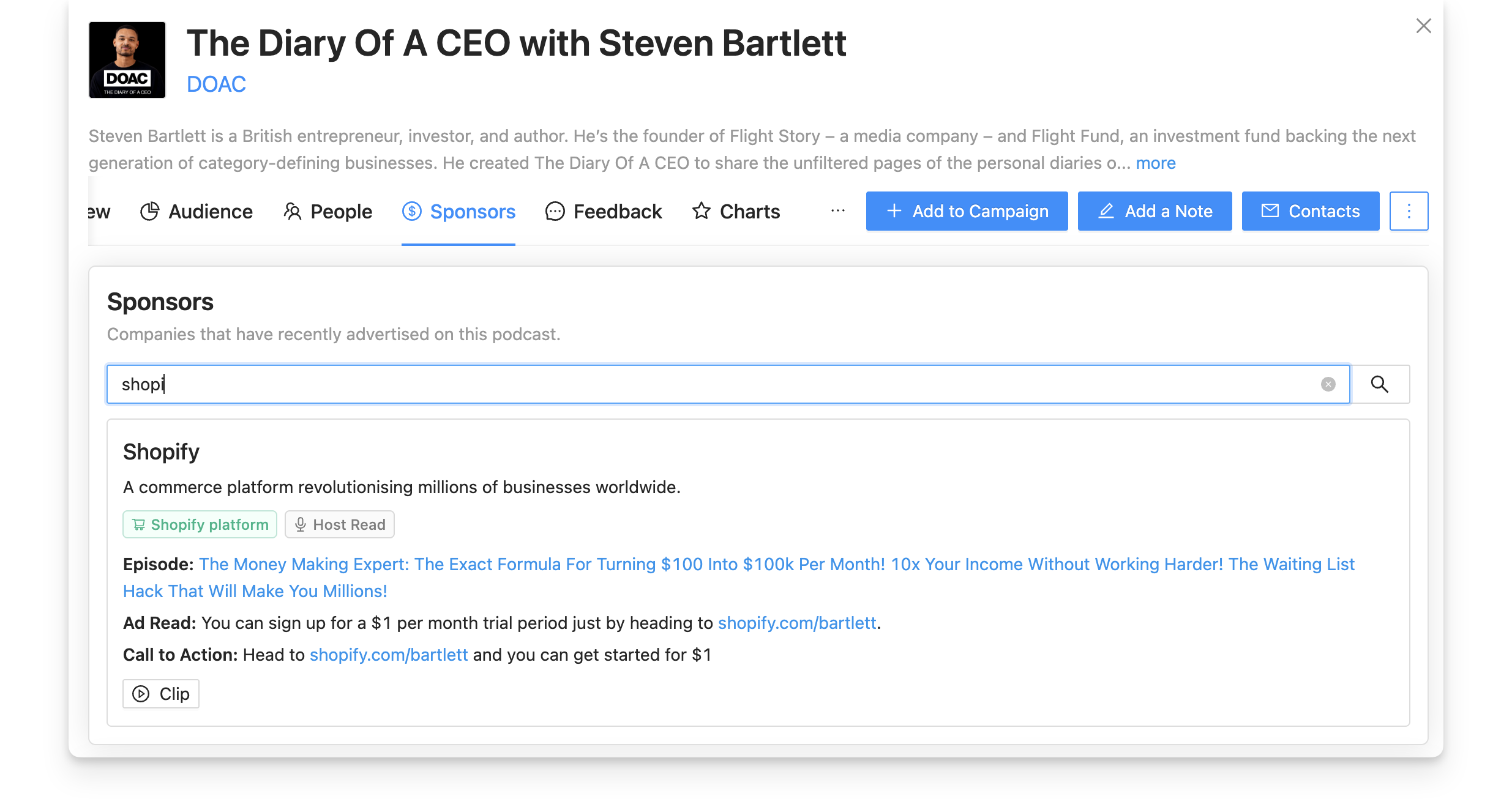 Diary of a CEO Shopify sponsor
